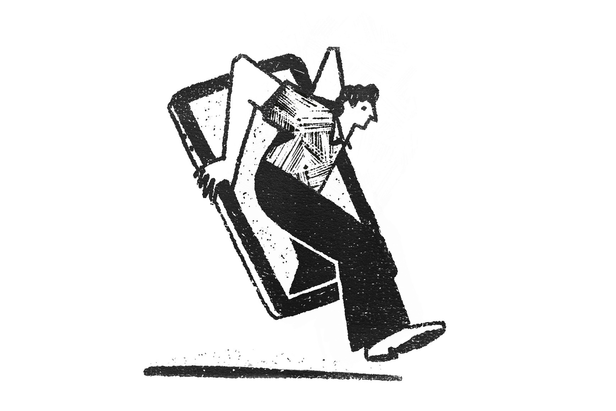 illustration of a men coming out of a phone.