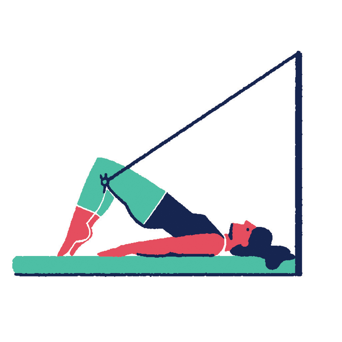 illustration of a woman using a pilates equipament to stretch her back
