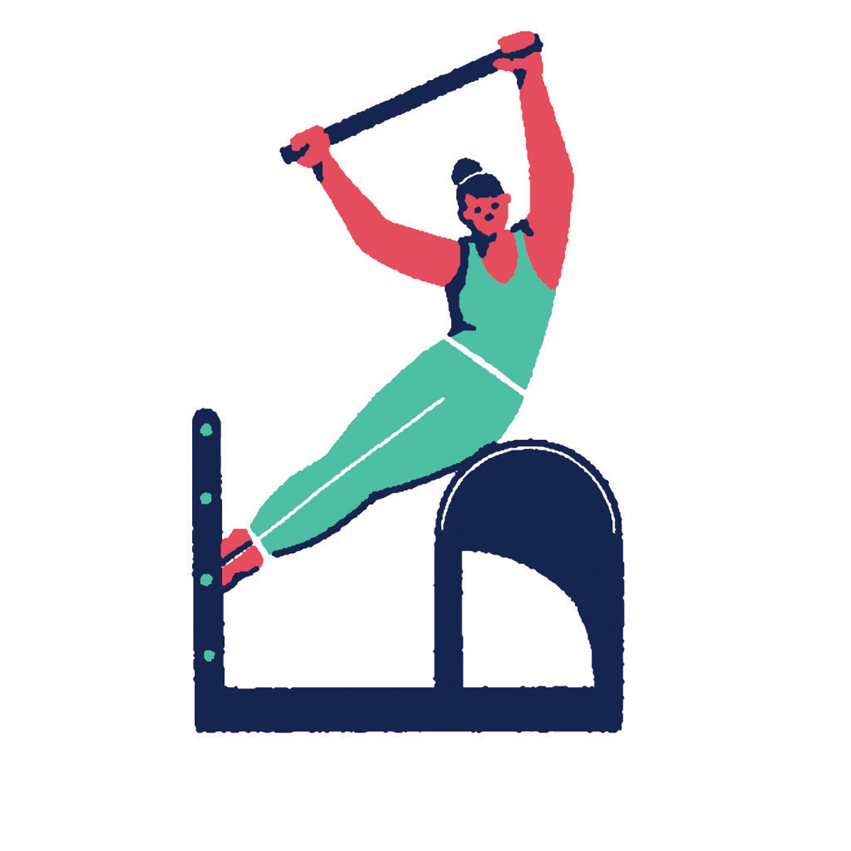 illustration of a woman using a pilates equipament